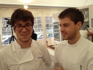Mattia Spadone con il collega Lorenzo Cogo, chef d'El Coq di Marano Vicentino, più grande di 2 anni
