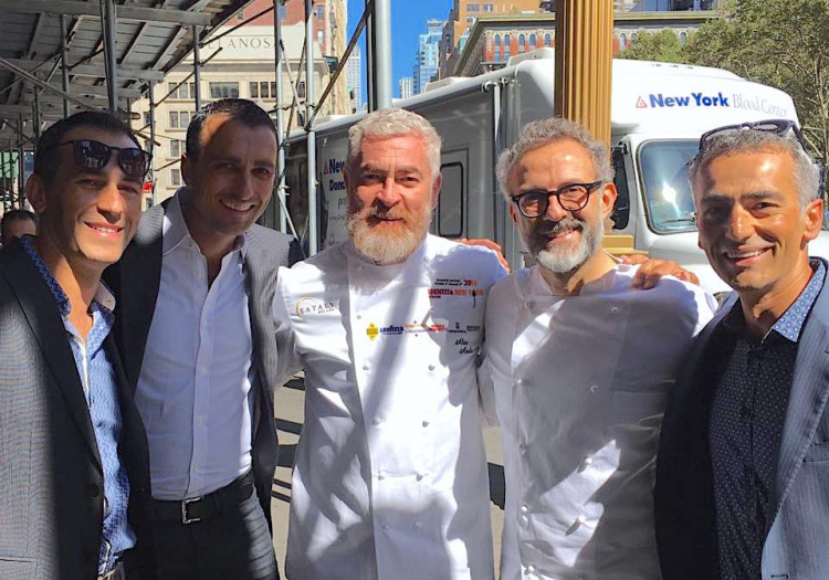 I fratelli Campilongo e il loro socio Michael Oliverio con Alex Atala e Massimo Bottura a Identità New York 2016
