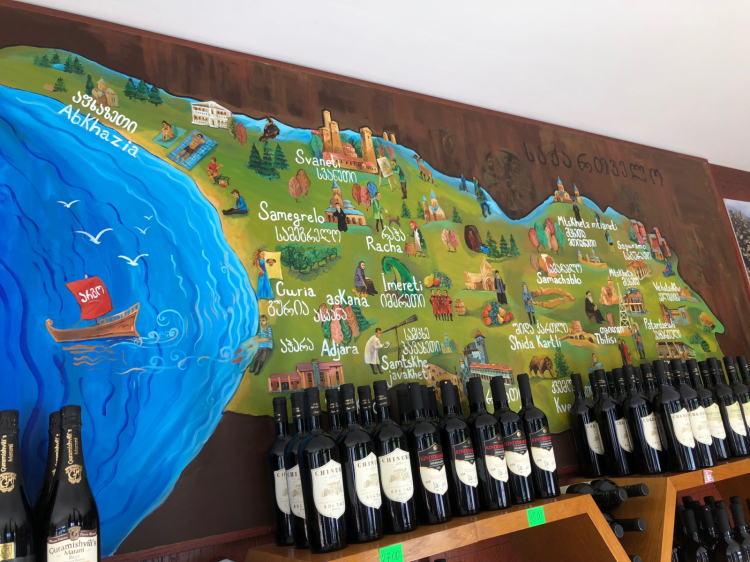 Una mappa delle aree più vocate contenuta nell'Akasheni Wine Resort, resort del vino nel cuore del Kakheti
