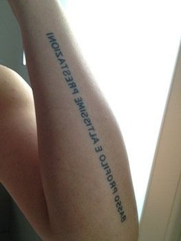Palmieri's tatoo: "low profile, highest performances"