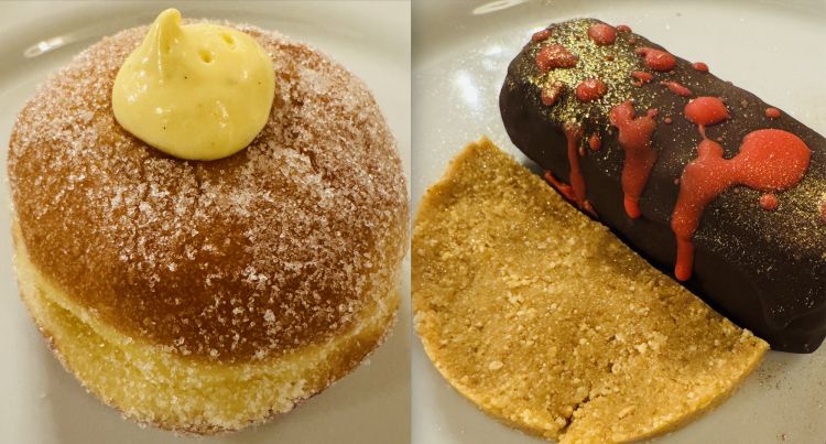 Bombolone con crema pasticcera e Biscotto al burro salato
