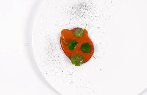 Crudo di manzo, ricci di mare e nasturzio
