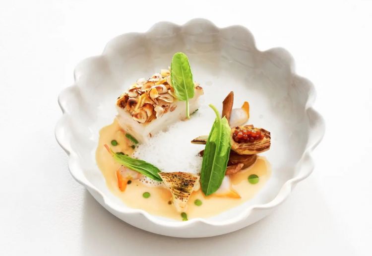 Roasted turbot with hazelnuts and yuzu from Provence
