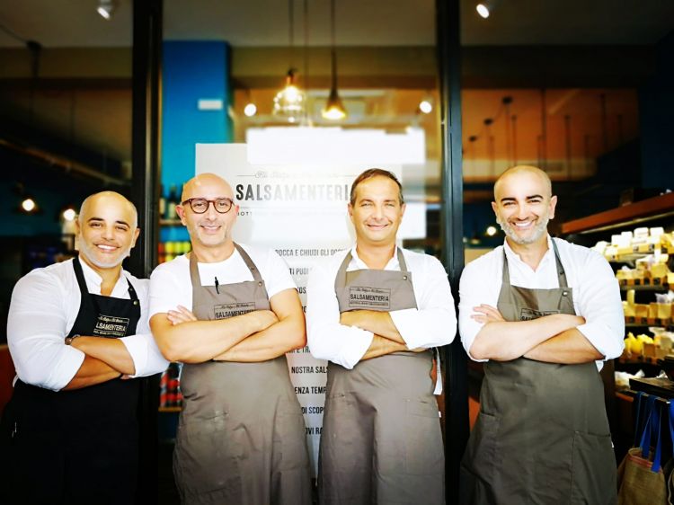 I magnifici quattro della Salsamenteria: Stefano Statzu, Michele Cherchi, Fabrizio Cherchi, Sandro Statzu