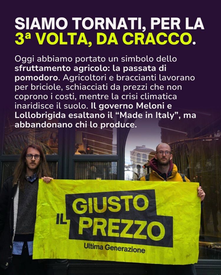 Un volantino degli attivisti di Ultima Generazione