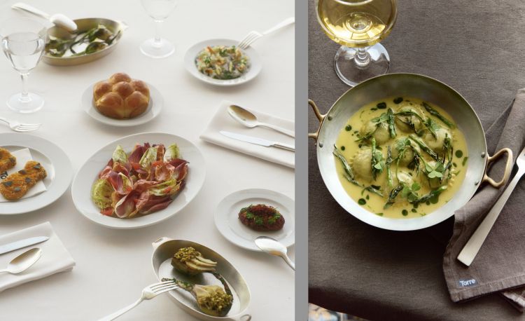 Gli antipasti all'italiana e i Bottoni alle erbette del ristorante Torre