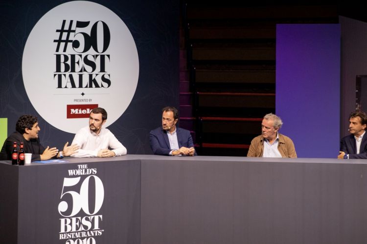 The all-male panel at the 50Best Talks
