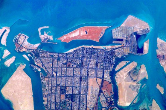 Una mappa aerea di Abu Dhabi