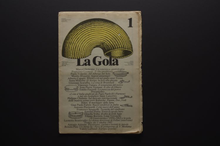 Il primo numero della rivista gastronomica La Gola, Edizioni Cooperativa Intrapresa, ottobre 1982 – © Giorgio Camuffo

