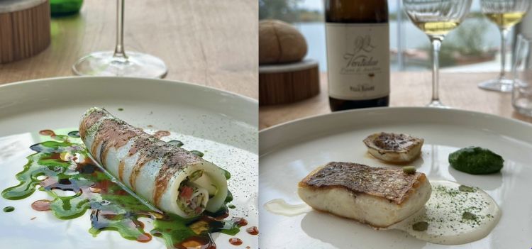 Calamaro farcito con scarola e salsa di salicornia e Dentice e finocchio
