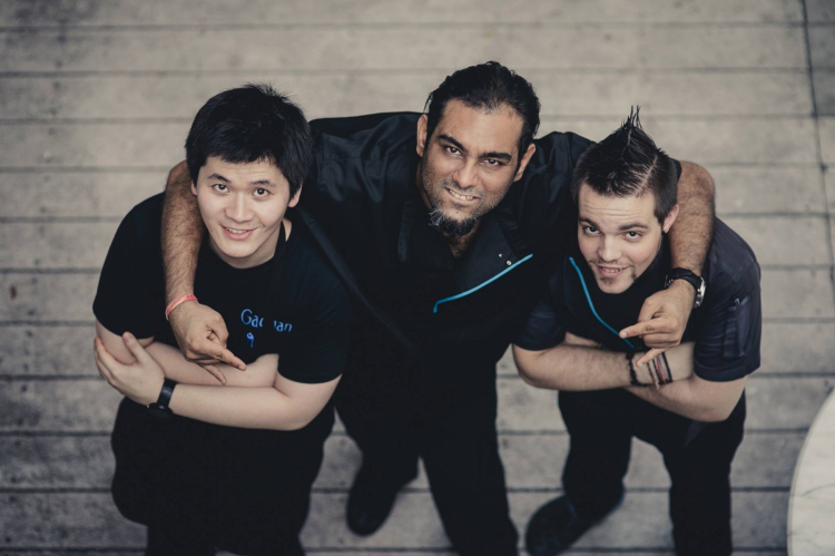 Gaggan Anand with two members of his staff
