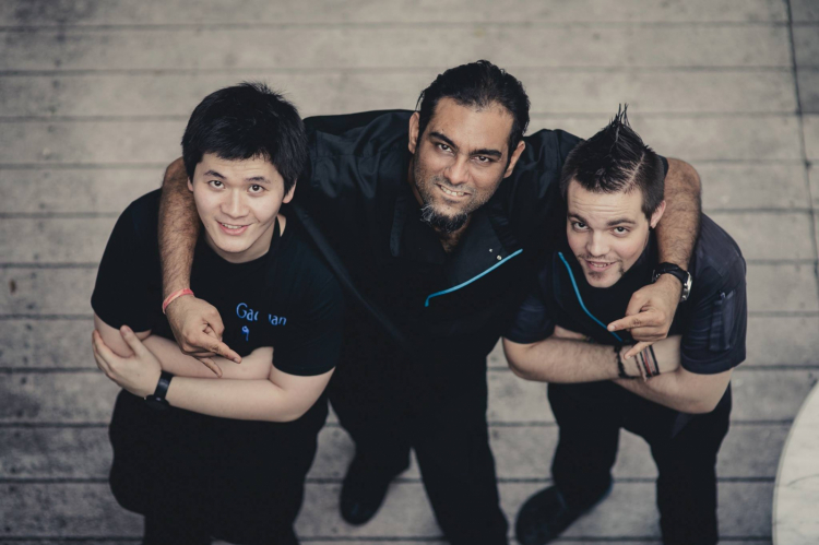 Gaggan Anand with two members of his staff
