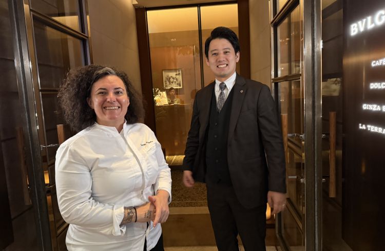 Fiorella Pasqualini, resident chef e Shingo Takeuchi, restaurant manager del Bulgari Cafè di Ginza