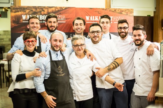 The staff at La Cascina dei Sapori at the end of t