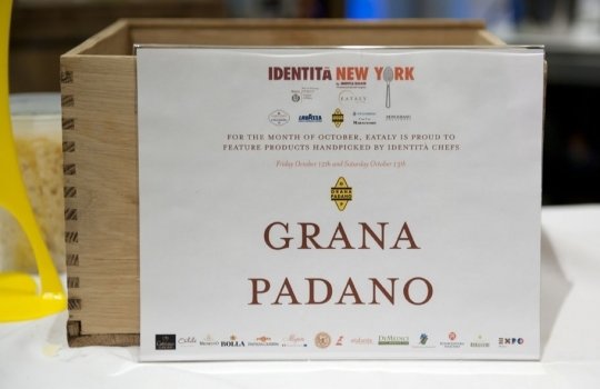 The Grana Padano plaque at Eataly New York, during