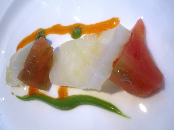 Albese di merluzzo con cuore di bue marinato alla 