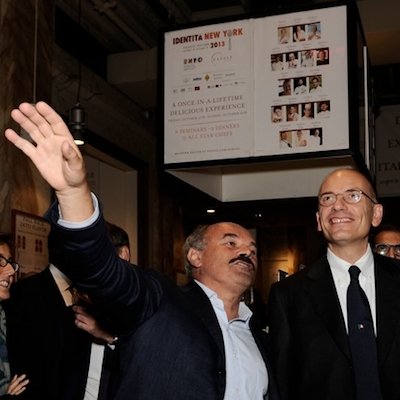 Enrico Letta con Oscar Farinetti a Eataly New York