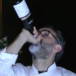 Massimo Bottura in Istanbul toasting with Borgogno