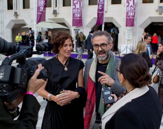 Massimo Bottura with wife Lara in London on Monday
