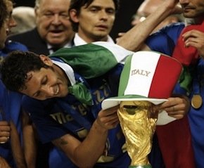 WILL WE RAISE IT AGAIN? Materazzi holding the Cup in 2006