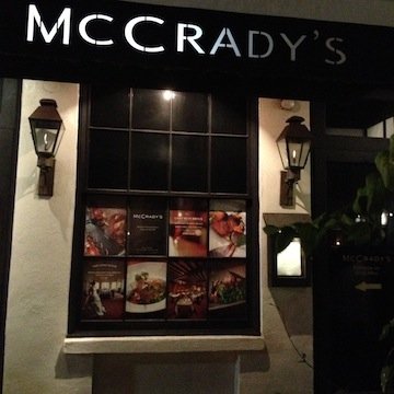 The entrance of McCrady's on East Bay Street, downtown Charleston. The 'real' entrance is in side little street, Unity Valley, number 2