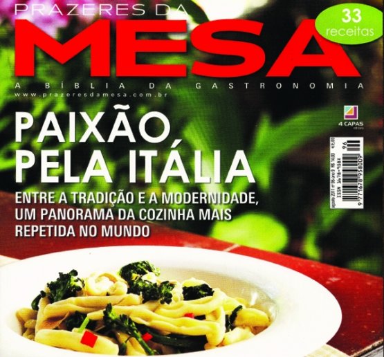 La copertina dell'ultimo numero di Prazeres da mesa dedicata in Brasile all'Italia