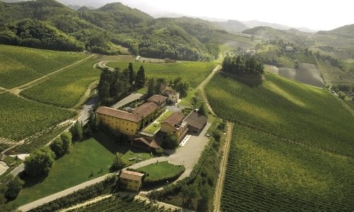 An aerial view of Villa Sparina in Monterotondo di