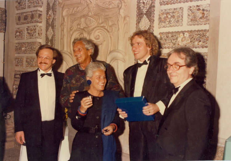 Europa a Tavola nel 1985 con Gualtiero Marchesi, Ottavio e Rosita Missoni, Heinz Winkler (quello coi baffi) e Thomas Godshalk
