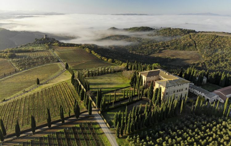 Una bella immagine dall'alto della tenuta di Argiano