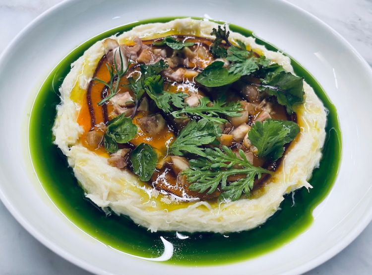 Mantecato di baccalà, cachi e castagne