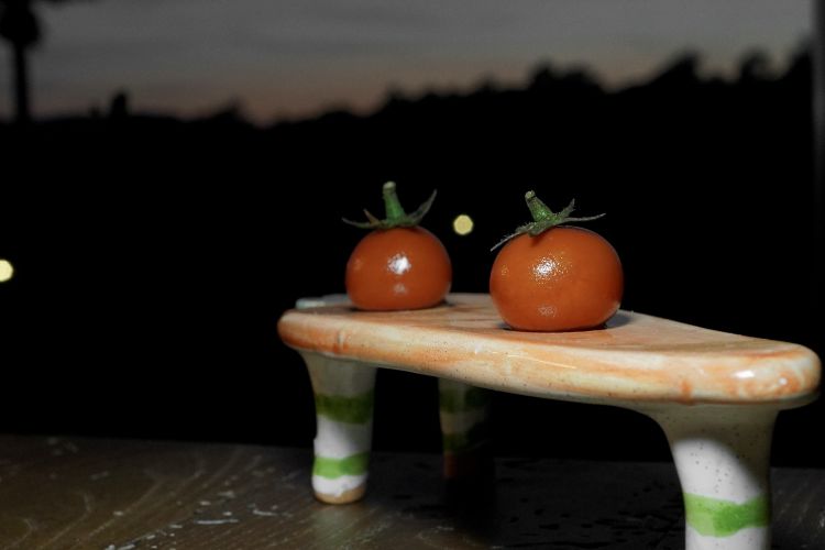 Finto pomodorino con paté di anatra