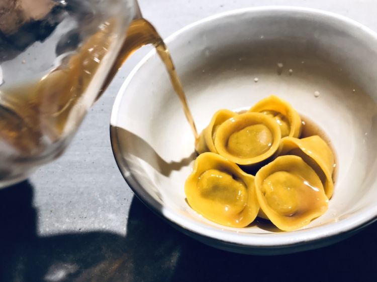 Cappelletti with duck and buffalo milk mozzarella
