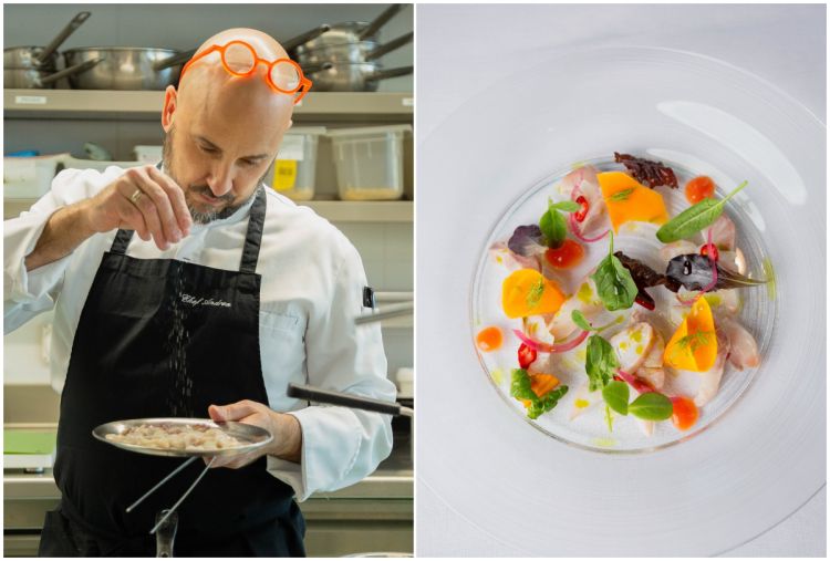 Chef Andrea Levratto e un suo piatto