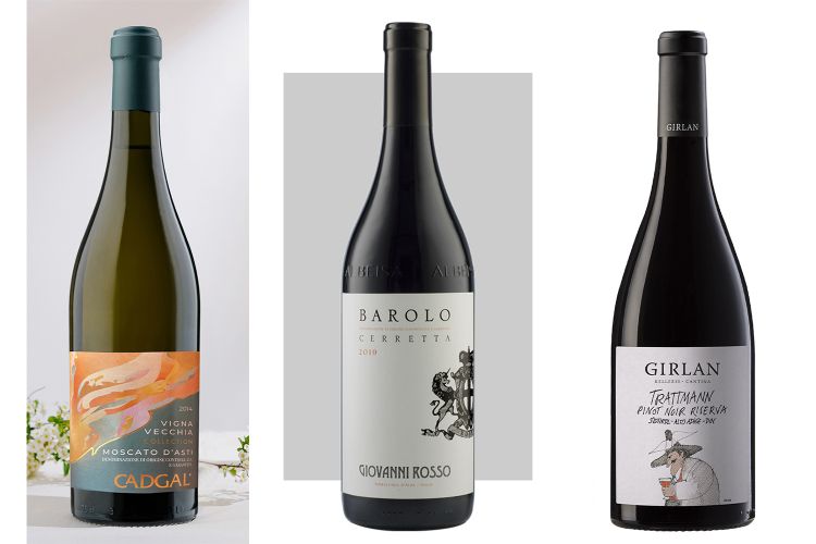 Moscato d’Asti Docg Vite Vecchia (Vigna Vecchia) 2019 di Cadgal, Barolo Cerretta di Giovanni Rosso e Pinot Noir Riserva Trattmann di Girlan