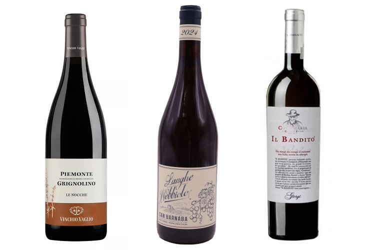 Grignolino Le Nocche di Vinchio Vaglio, San Barnaba Langhe Nebbiolo e Riesling Renano Il Bandito di Giorgi Wines