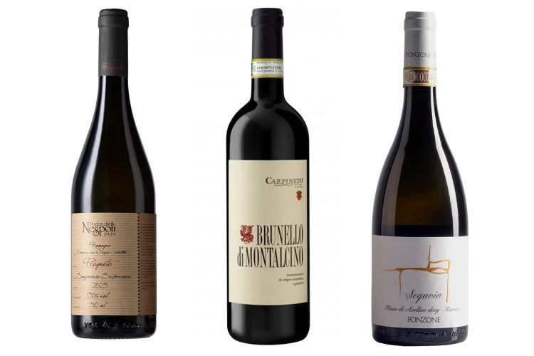 Prugneto di Poderi dal Nespoli, Brunello di Montalcino di Carpineto e Fiano di Avellino Riserva “Sequoia” di Fonzone