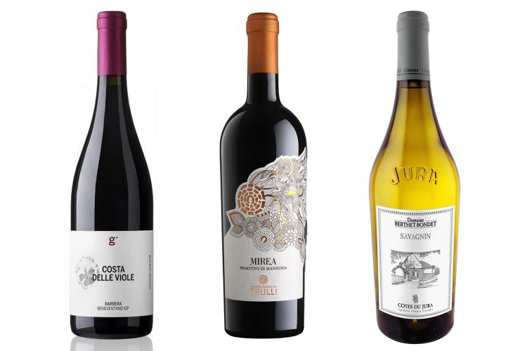 Costa delle Viole Barbera di Giovanni Iannucci, Primitivo Mirea di Masseria Borgo dei Trulli e Savagnin di Berthet-Bondet 