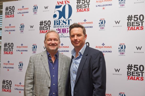 Clément Vachon, Communication and International Relations Director at Sanpellegrino, with William Drew, director of Restaurant, the British magazine that created the 50 Best
