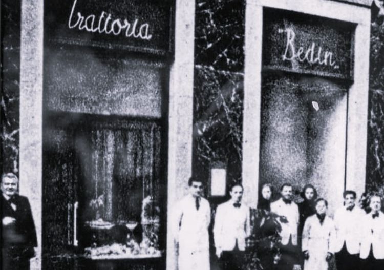 Una foto storica della trattoria Bedin di Genova, 