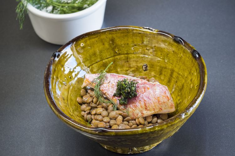 Triglia, lenticchie, finocchietto e semi di finocc