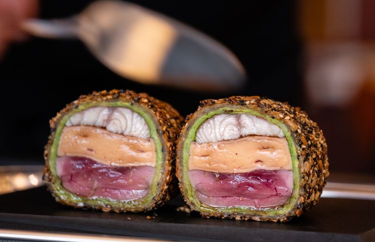 Pâté en croûte con piccione di Mont Royal, fega