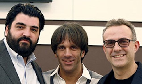 Una foto d'annata, da www.marchidigola.it, di Antonino Cannavacciuolo, Davide Oldani e Massimo Bottura. Gli ultimi due sono indicati da Margarita Forés come suoi punti di riferimento in cucina
