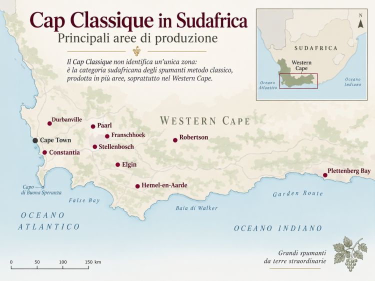 La mappa del Cap Classique in Sudafrica