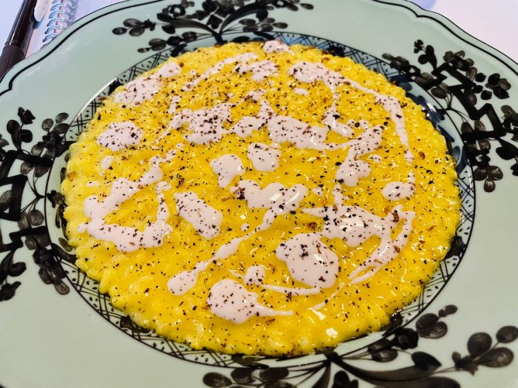 Davide Caranchini: Risotto, lemon, almond and timut pepper, March 2023
