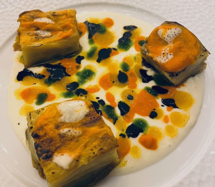Dripping di melanzane in omaggio a Gualtiero Marchesi