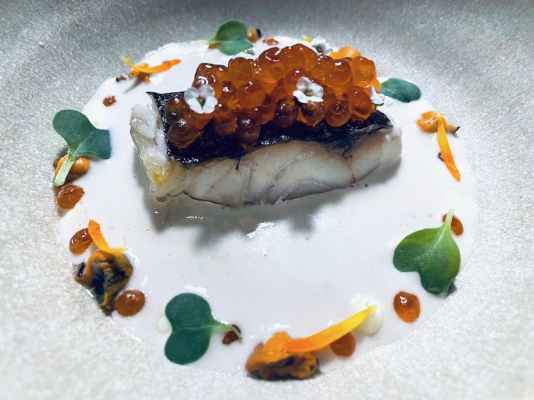 Another dish from Rafa de Bedoya: Red snapper, salmon roe
