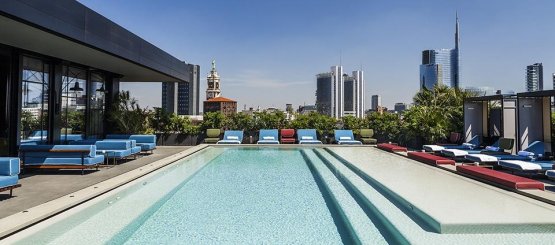 One of the panoramic swimming pools at Ceresio 7