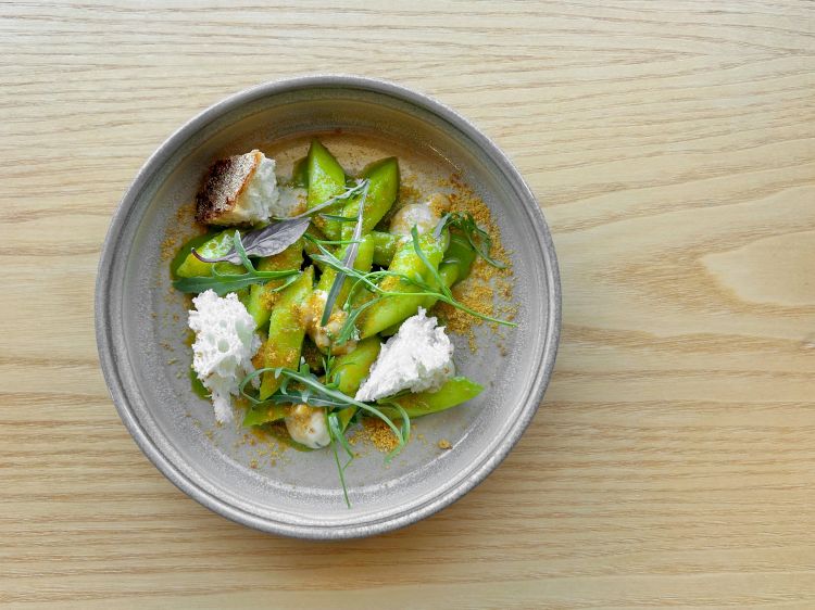 Cetrioli e salsa tonnata: cetrioli, salsa tonnata, bottarga e pane croccante