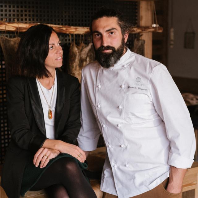 Ludovica Rubbini e Riccardo Gaspari, del ristorante SanBrite di Cortina d'Ampezzo (Belluno), premiati da The Fork
