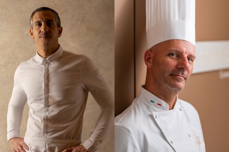 A sinistra, Giulio Zoli, chef del ristorante Nomos